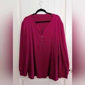 Women's Button-Neck Long Sleeve Top